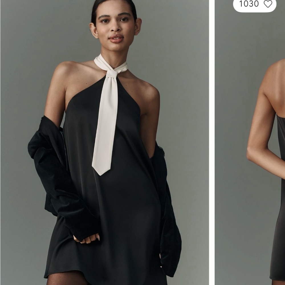 NEW Anthropologie Flat White Tie Halter Mini Dress